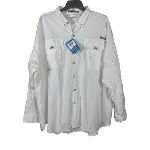 Columbia PFG Mens Bahama II Long Sleeve Shirt 3X White 50 UPF Sun Protection
